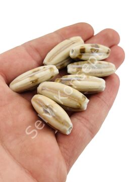 Otantik Seramik Boncuk 14x30 mm Krem