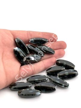 Otantik Seramik Boncuk 14x30 mm Siyah