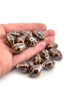 Otantik Seramik Boncuk 16x22 mm Kahverenği