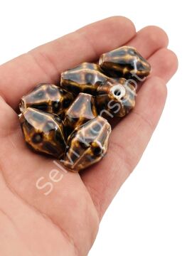Otantik Seramik Boncuk 16x22 mm Kahverenği