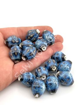 Otantik Seramik Boncuk 16x22 mm Lacivert