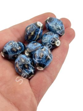 Otantik Seramik Boncuk 16x22 mm Lacivert
