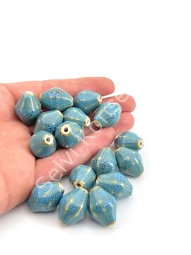 Otantik Seramik Boncuk 16x22 mm Mavi