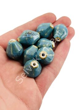 Otantik Seramik Boncuk 16x22 mm Mavi