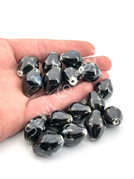 Otantik Seramik Boncuk 16x22 mm Siyah