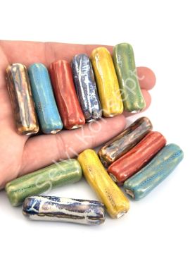 Otantik Seramik Boncuk Çubuk 12x40 mm