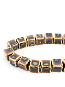 Otantik Seramik Boncuk Küp 14 mm Kahverenği