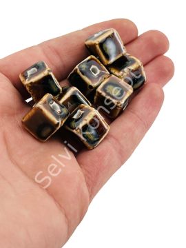 Otantik Seramik Boncuk Küp 14 mm Kahverenği