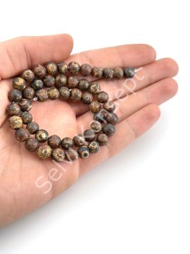 Tibet Akik Doğal Taş Küre Kesim 8 mm Dizi