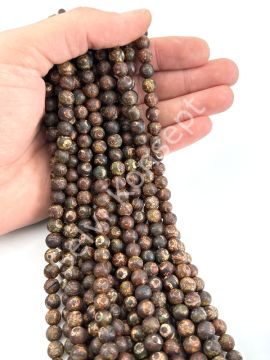 Tibet Akik Doğal Taş Küre Kesim 8 mm Dizi