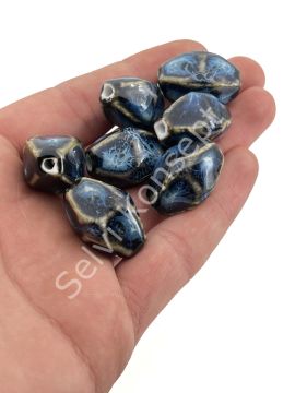 Otantik Seramik Boncuk 16x25 mm Lacivert