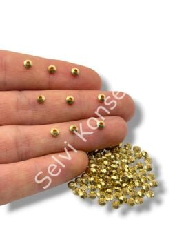 Saf Pirinç Bombeli Rondela Boncuk 4x2.5 mm 10 Gr