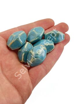Otantik Seramik Boncuk 16x25 mm Mavi