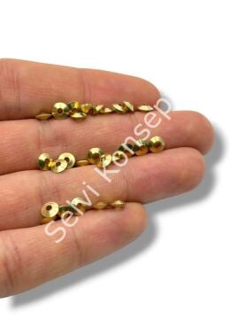 Saf Pirinç Bombeli Rondela Boncuk 5x2 mm 10 Gr