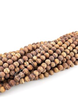 Tibet Akik Doğal Taş Küre Kesim Kahverengi Çizgili 8 mm Dizi