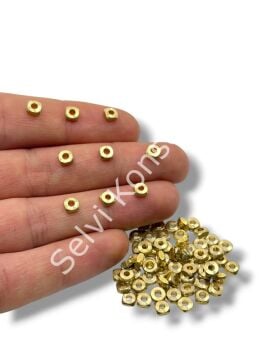 Saf Pirinç Kare Rondela Boncuk 4.5x2.2 mm 10 Gr