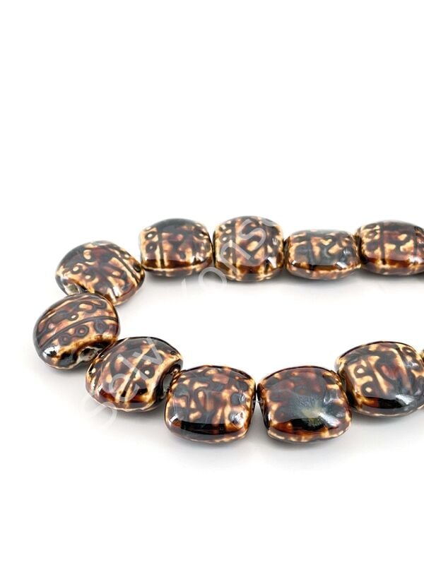 Otantik Seramik Boncuk 21x18 mm Kahverenği