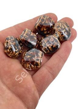 Otantik Seramik Boncuk 21x18 mm Kahverenği