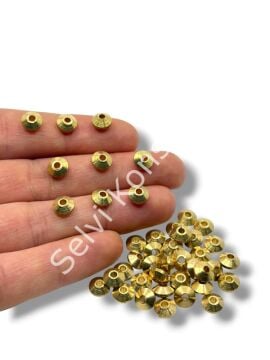 Saf Pirinç Bombeli Rondela Boncuk 7x4 mm 10 Gr