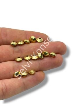 Saf Pirinç Bombeli Rondela Boncuk 7x4 mm 10 Gr