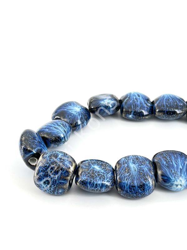 Otantik Seramik Boncuk 21x18 mm Lacivert