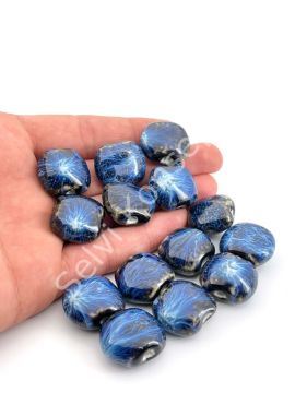 Otantik Seramik Boncuk 21x18 mm Lacivert