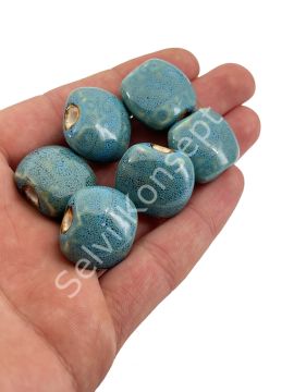 Otantik Seramik Boncuk 21x18 mm Mavi