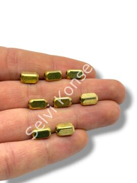 Saf Pirinç Fasetli Silindir Boncuk 5x9 mm 10 Gr