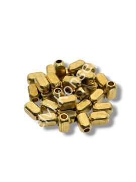 Saf Pirinç Fasetli Silindir Boncuk 5x9 mm 10 Gr
