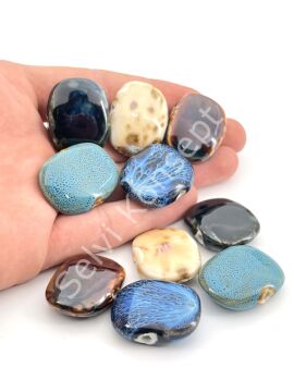 Otantik Seramik Boncuk Yandan Delikli 30x23 mm