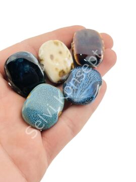 Otantik Seramik Boncuk Yandan Delikli 30x23 mm