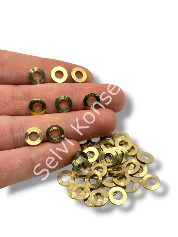 Saf Pirinç Geniş Delikli Disk Rondela Boncuk 8x1 mm 10 Gr
