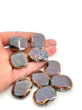 Otantik Seramik Boncuk Yandan Delikli 30x23 mm Kahverenği