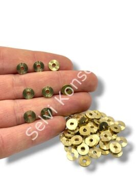 Saf Pirinç Disk Rondela Boncuk 7x1 mm 10 Gr