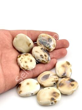 Otantik Seramik Boncuk Yandan Delikli 30x23 mm Krem