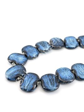 Otantik Seramik Boncuk Yandan Delikli 30x23 mm Lacivert