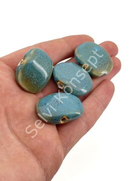 Otantik Seramik Boncuk Yandan Delikli 30x23 mm Mavi
