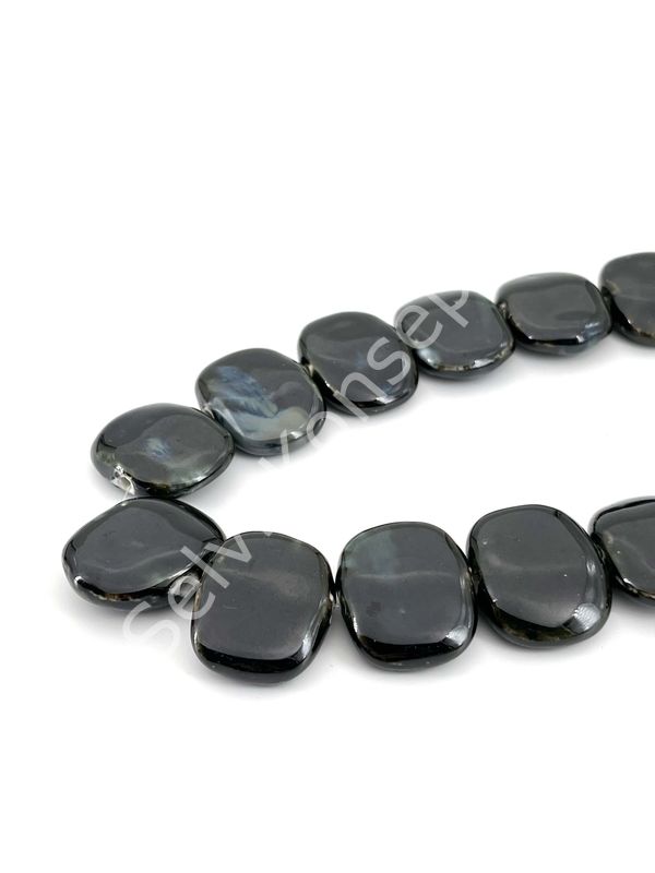 Otantik Seramik Boncuk Yandan Delikli 30x23 mm Siyah