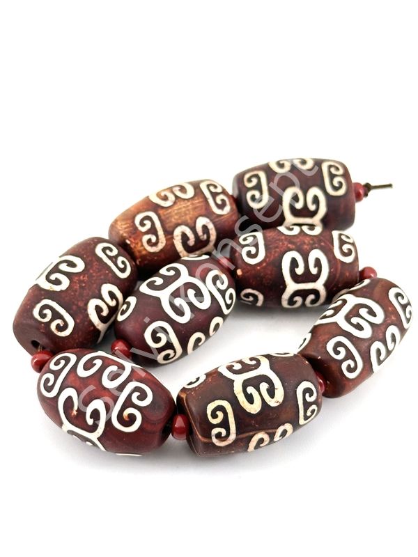 Tibet Akik Doğal Taş Oval Kesim Kahverengi 15x23 mm Dizi