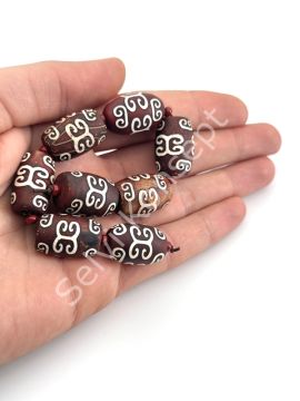 Tibet Akik Doğal Taş Oval Kesim Kahverengi 15x23 mm Dizi