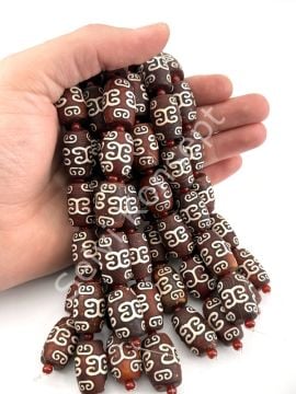 Tibet Akik Doğal Taş Oval Kesim Kahverengi 15x23 mm Dizi