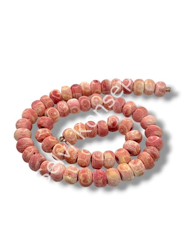 El Yapımı Küre Dizi Tibet Boncuk Pembe 10x6 mm