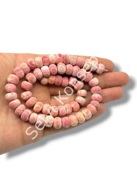 El Yapımı Küre Dizi Tibet Boncuk Pembe 10x6 mm