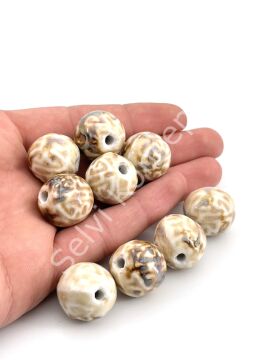 Otantik Seramik Boncuk Yuvarlak 20 mm Krem