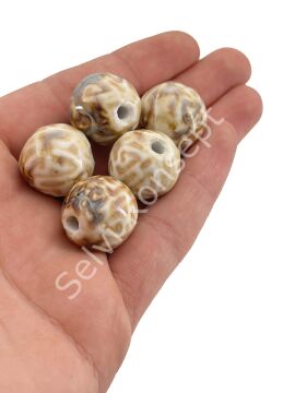 Otantik Seramik Boncuk Yuvarlak 20 mm Krem