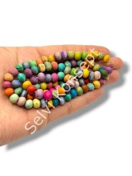 El Yapımı Küre Dizi Tibet Boncuk Karışık Renkli 9x6 mm