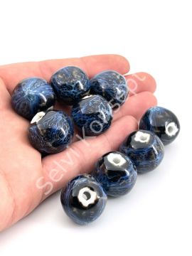 Otantik Seramik Boncuk Yuvarlak 20 mm Lacivert