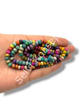 El Yapımı Küre Dizi Tibet Boncuk Karışık Renkli 6x5 mm