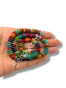 El Yapımı Disk Dizi Tibet Boncuk Karışık Renkli 8,5x2,5 mm