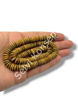 El Yapımı Disk Dizi Tibet Boncuk Açık Kahverengi  9x2,5 mm